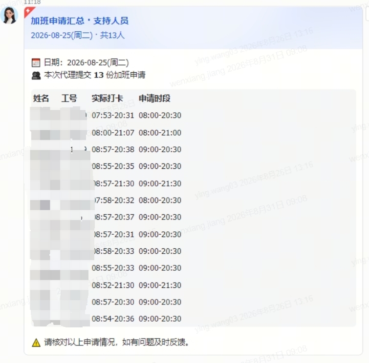 加班申请组长
